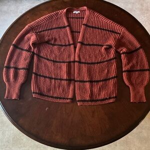 Maurices Rust and Black Open Cardigan